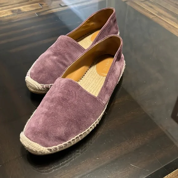 GUCCI Purple Leather Suede Espadrilles Flat Loafers Women’s Size 38.5